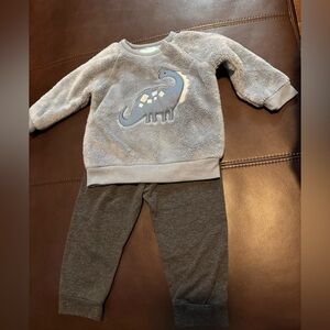 Light Blue Dinosaur Boys 6 Month Sweater and Dark Gray Pants Set
